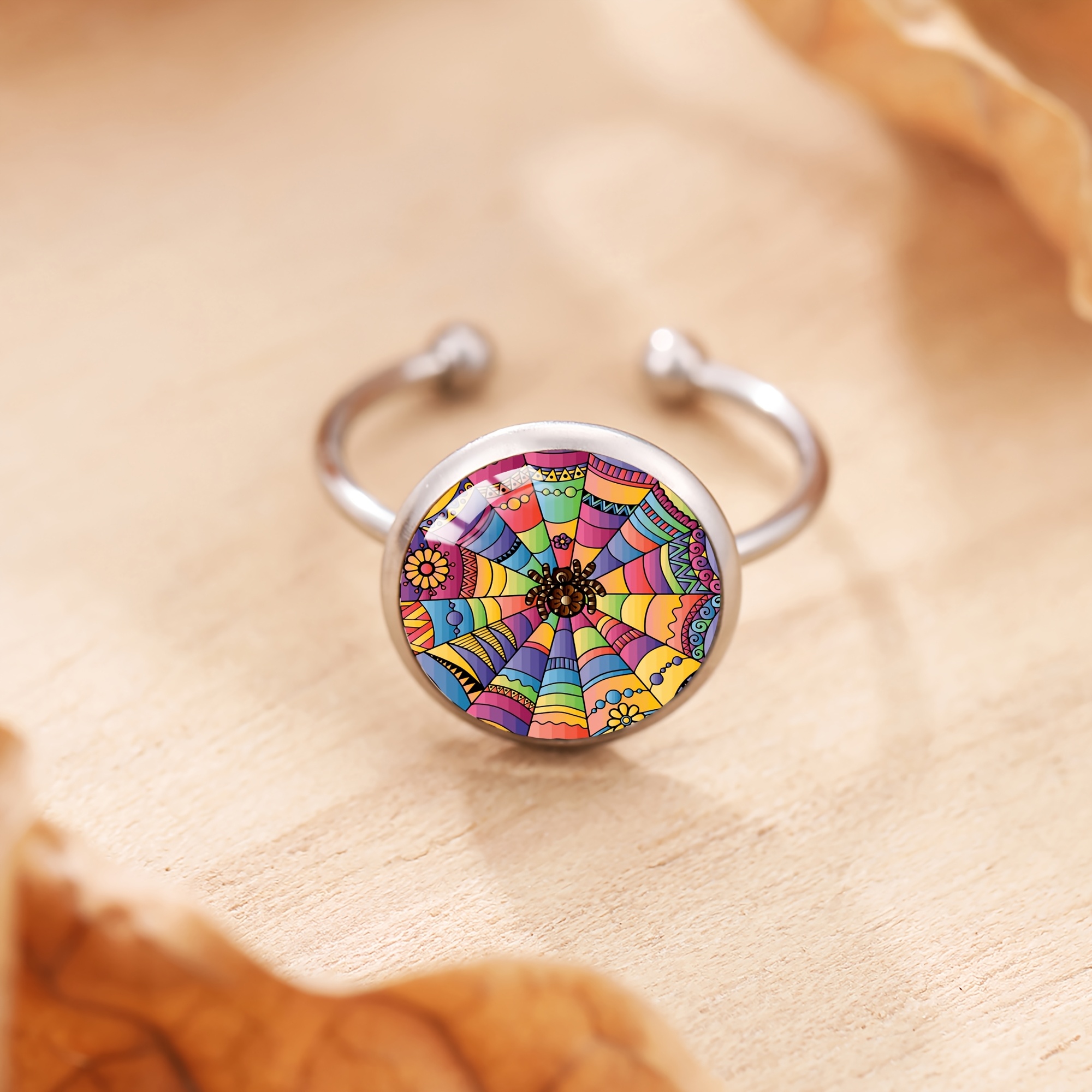 Unisex Mandala Secret Language Pattern Stainless Steel Ring